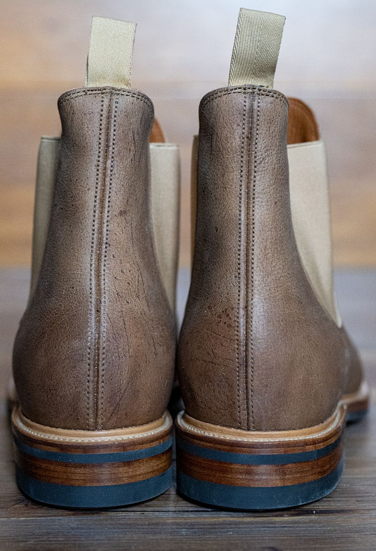 Photo by rustic.boots on October 2, 2022 of the Viberg Chelsea in C.F. Stead Camel Hair Waxed Kudu.