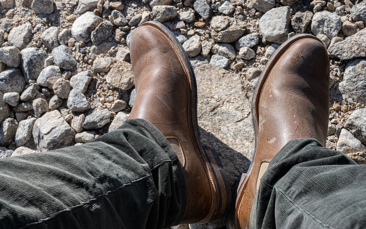 Photo by rustic.boots on November 5, 2022 of the Viberg Chelsea in C.F. Stead Camel Hair Waxed Kudu.