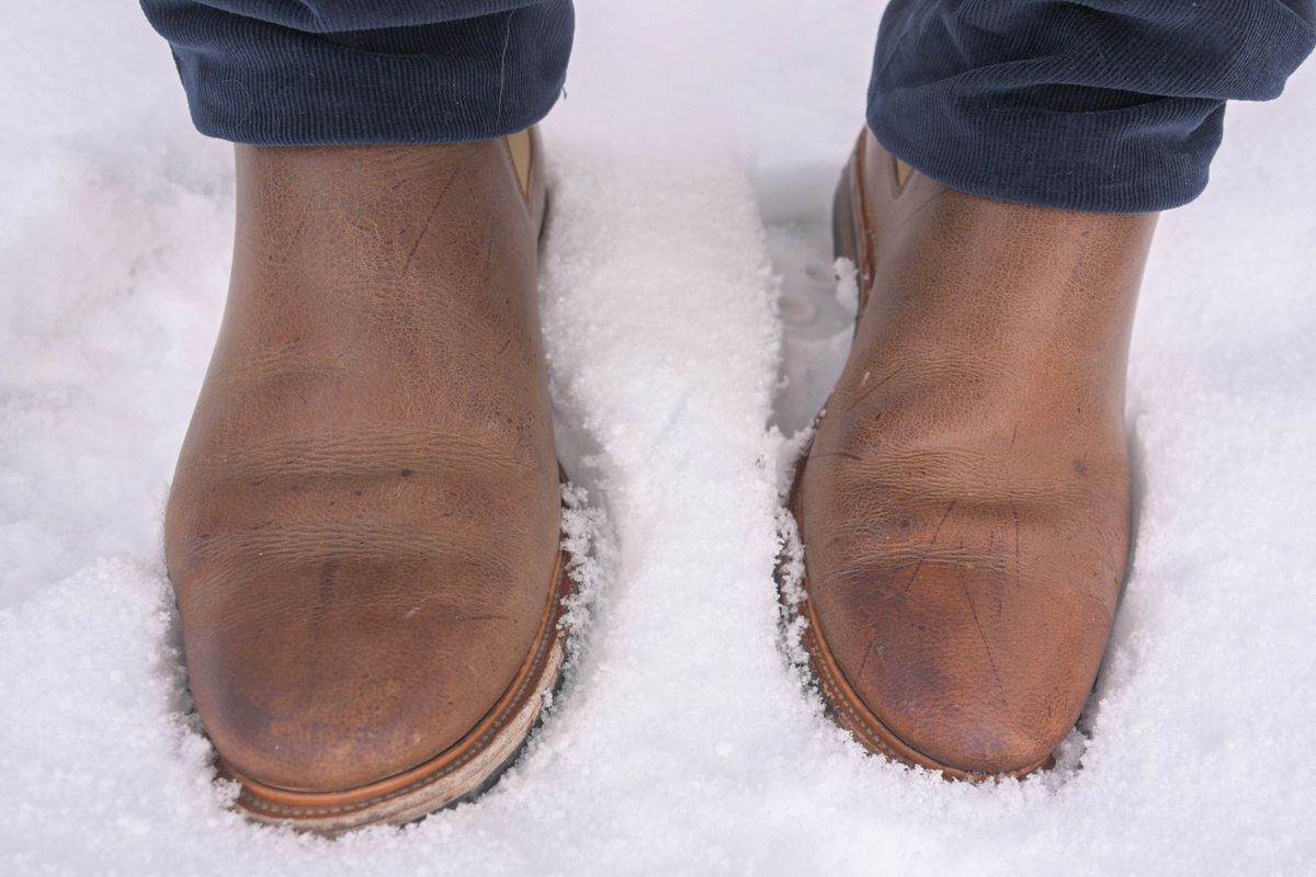 Photo by rustic.boots on December 5, 2022 of the Viberg Chelsea in C.F. Stead Camel Hair Waxed Kudu.