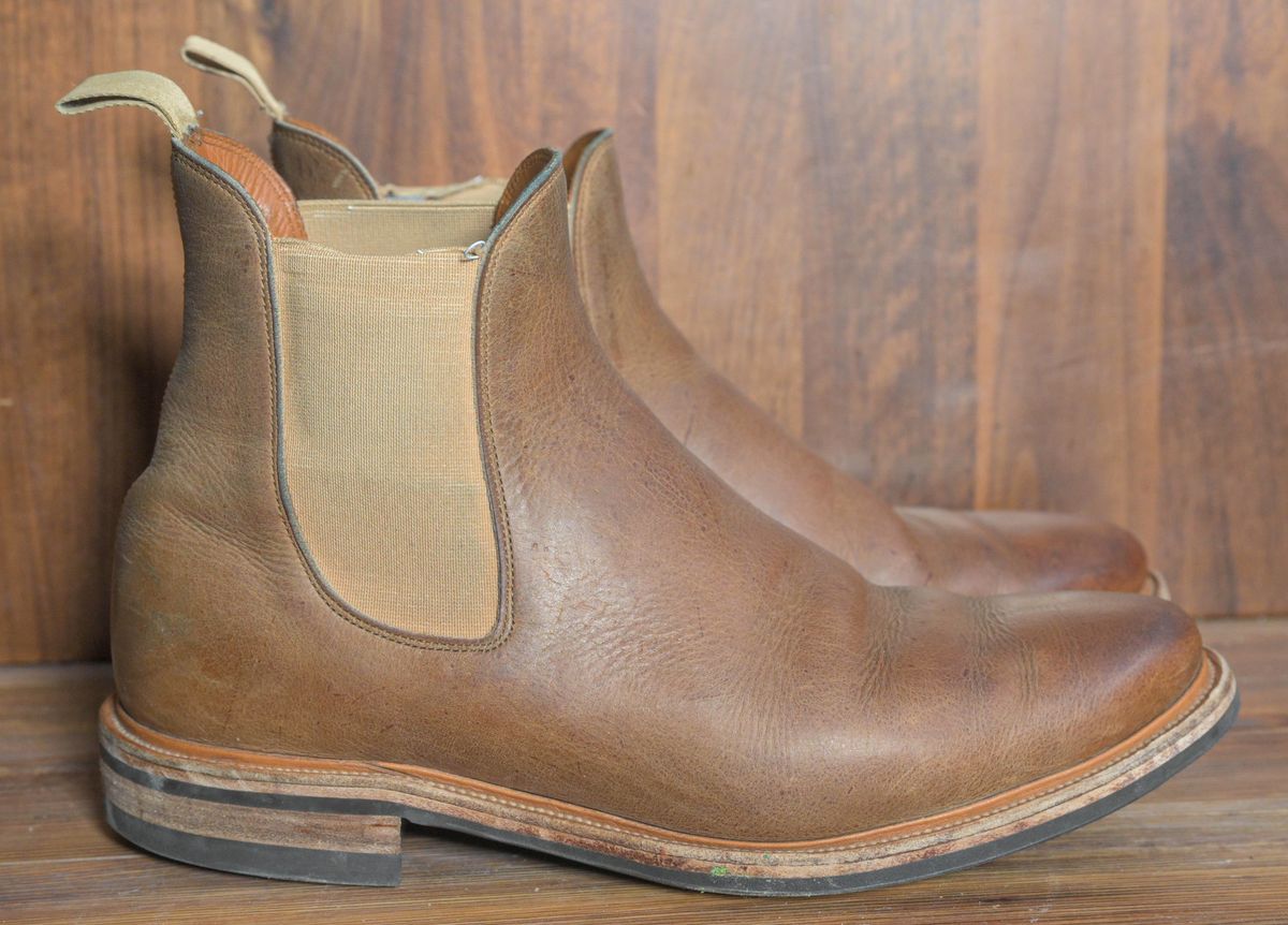 Photo by rustic.boots on December 5, 2022 of the Viberg Chelsea in C.F. Stead Camel Hair Waxed Kudu.