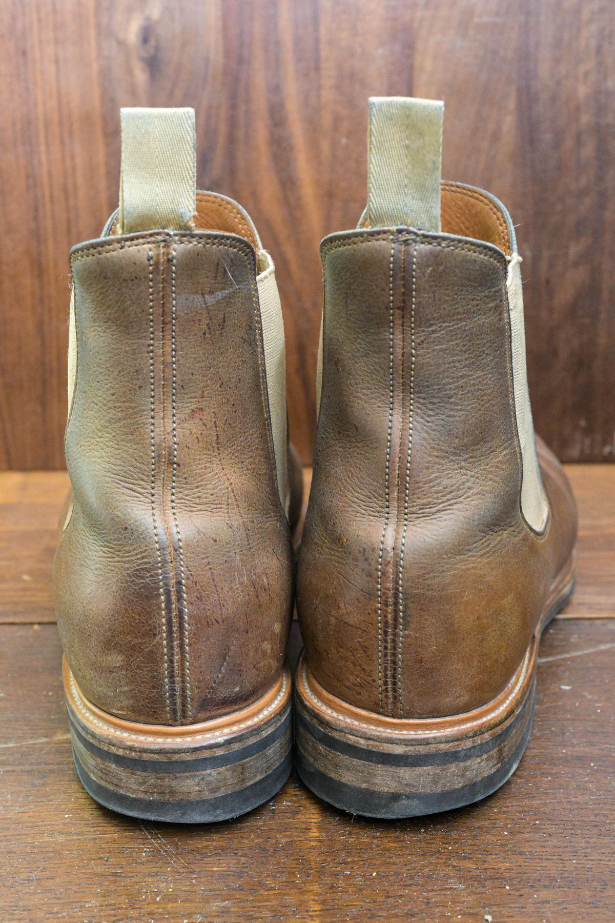 Photo by rustic.boots on February 2, 2023 of the Viberg Chelsea in C.F. Stead Camel Hair Waxed Kudu.