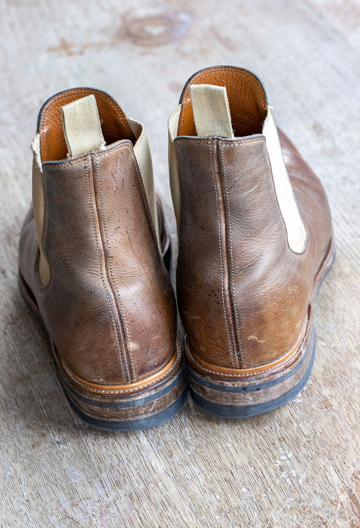 Photo by rustic.boots on March 4, 2023 of the Viberg Chelsea in C.F. Stead Camel Hair Waxed Kudu.