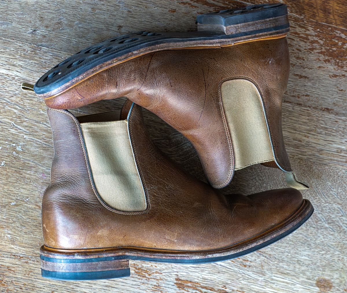 Photo by rustic.boots on March 4, 2023 of the Viberg Chelsea in C.F. Stead Camel Hair Waxed Kudu.