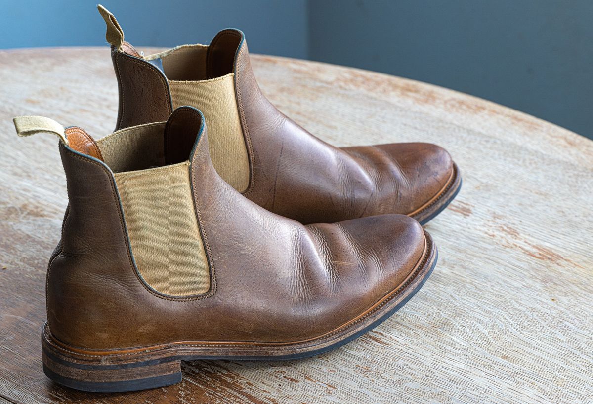 Photo by rustic.boots on March 4, 2023 of the Viberg Chelsea in C.F. Stead Camel Hair Waxed Kudu.