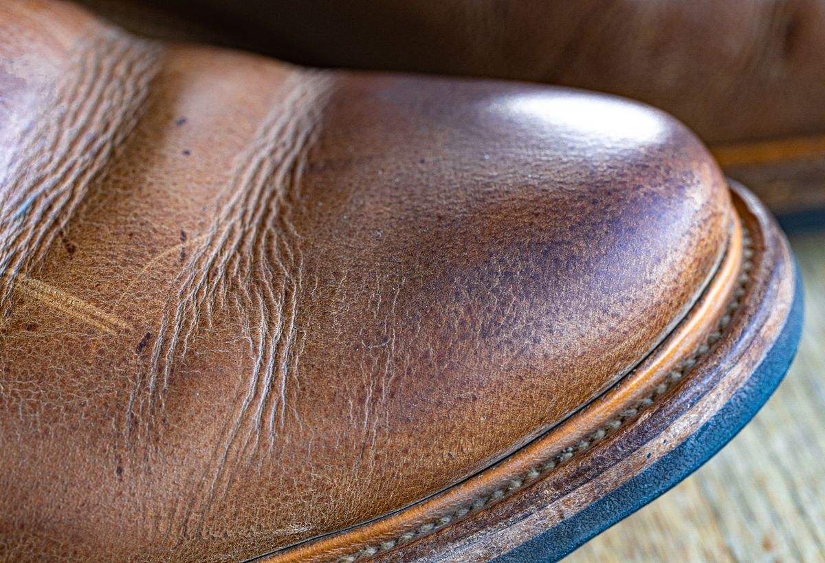 Photo by rustic.boots on March 4, 2023 of the Viberg Chelsea in C.F. Stead Camel Hair Waxed Kudu.