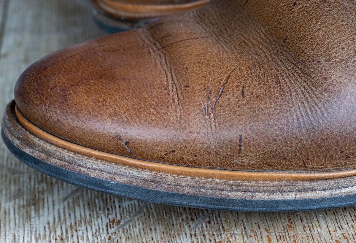 Photo by rustic.boots on March 4, 2023 of the Viberg Chelsea in C.F. Stead Camel Hair Waxed Kudu.