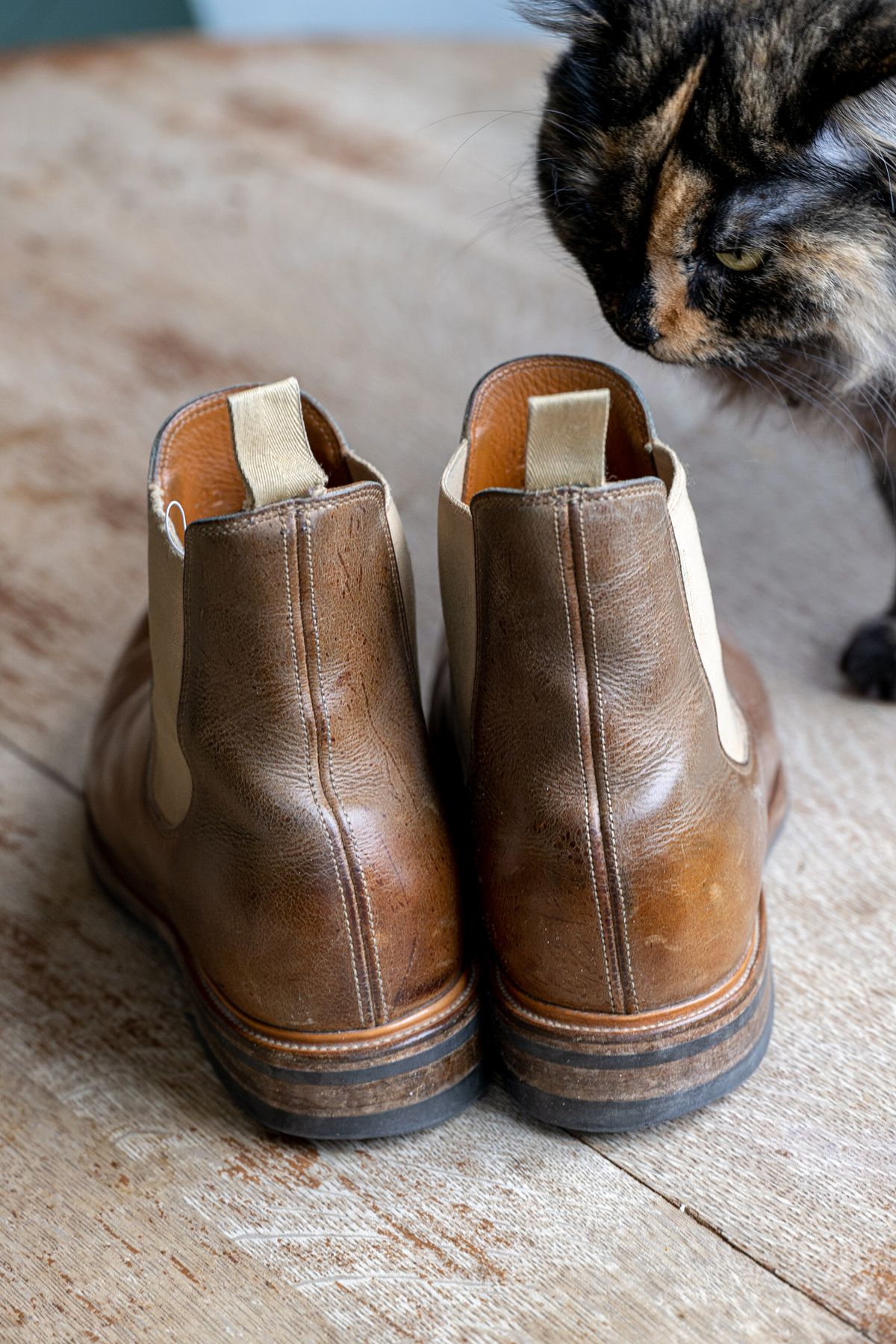 Photo by rustic.boots on April 4, 2023 of the Viberg Chelsea in C.F. Stead Camel Hair Waxed Kudu.