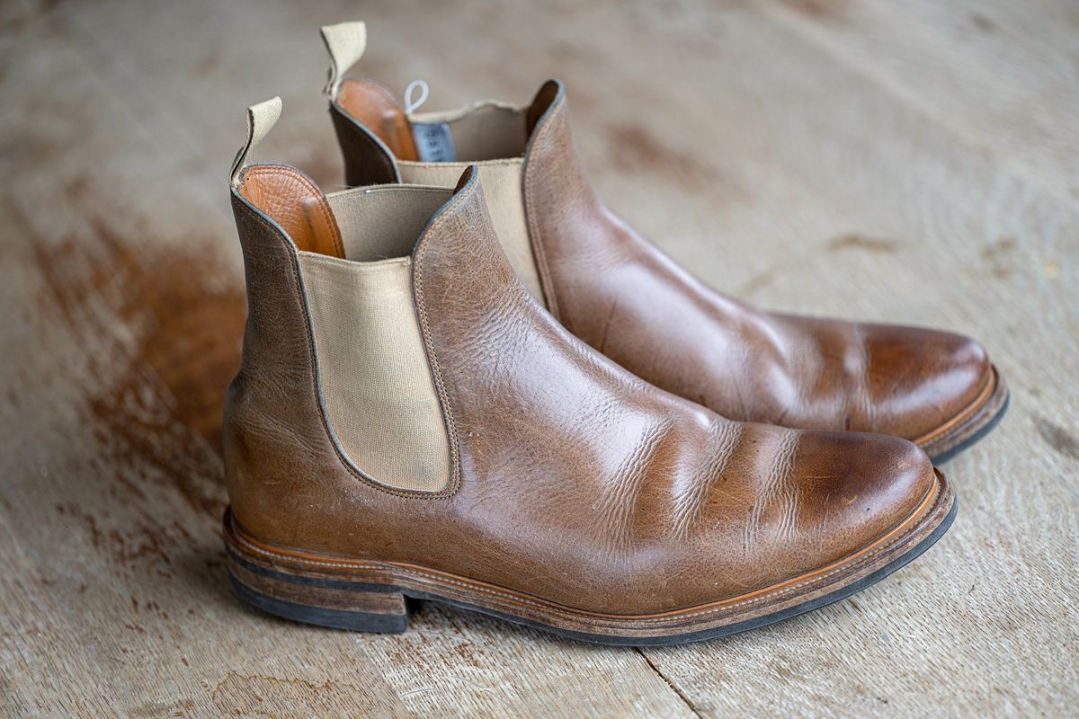 Photo by rustic.boots on April 4, 2023 of the Viberg Chelsea in C.F. Stead Camel Hair Waxed Kudu.