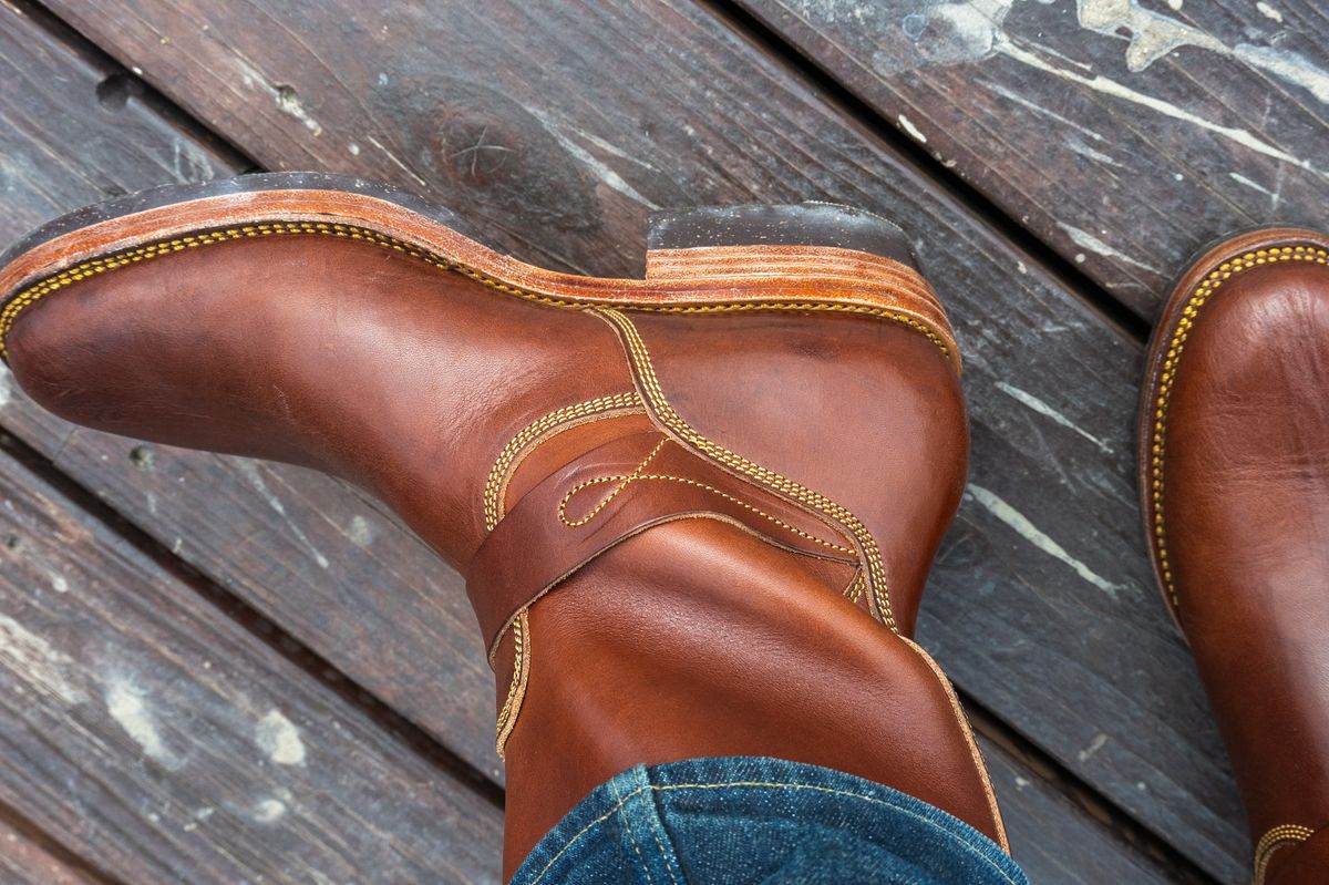 Photo by rustic.boots on April 26, 2026 of the Fortis Boots Yudistira in Wickett & Craig Medium Brown English Bridle.