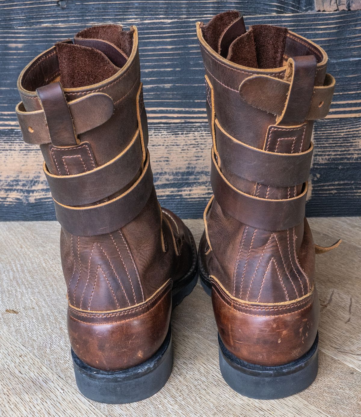 Photo by rustic.boots on November 3, 2025 of the Nicks TankerPro in Horween Orange Predator.