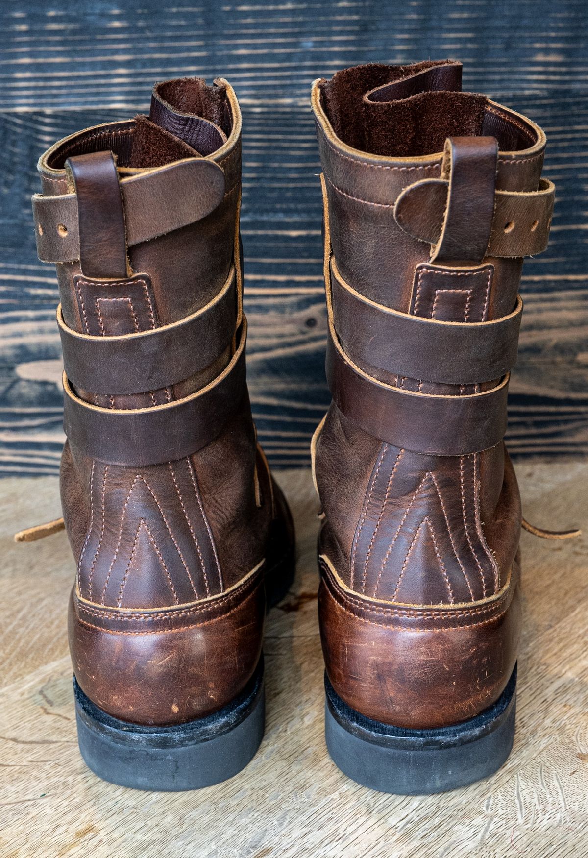 Photo by rustic.boots on December 1, 2025 of the Nicks TankerPro in Horween Orange Predator.