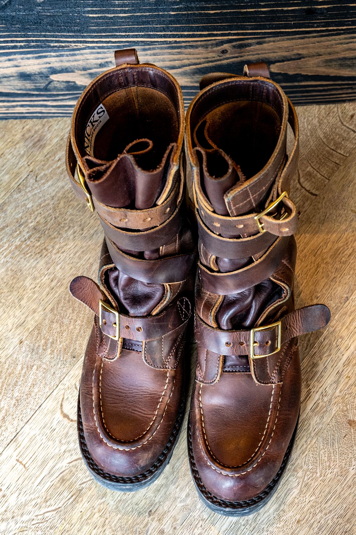 Photo by rustic.boots on December 1, 2025 of the Nicks TankerPro in Horween Orange Predator.