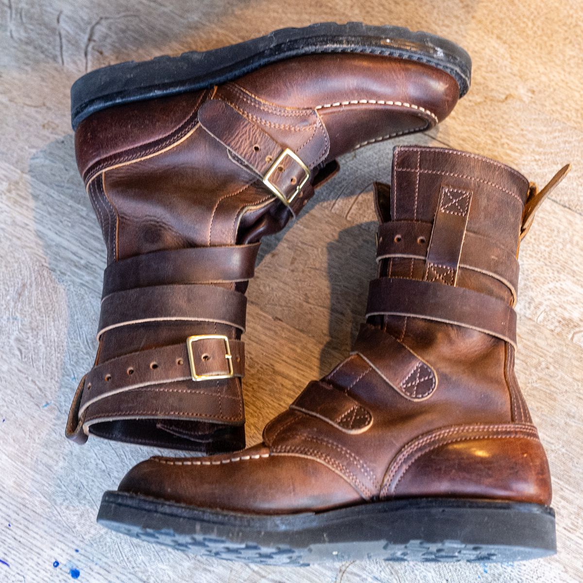 Photo by rustic.boots on December 29, 2025 of the Nicks TankerPro in Horween Orange Predator.
