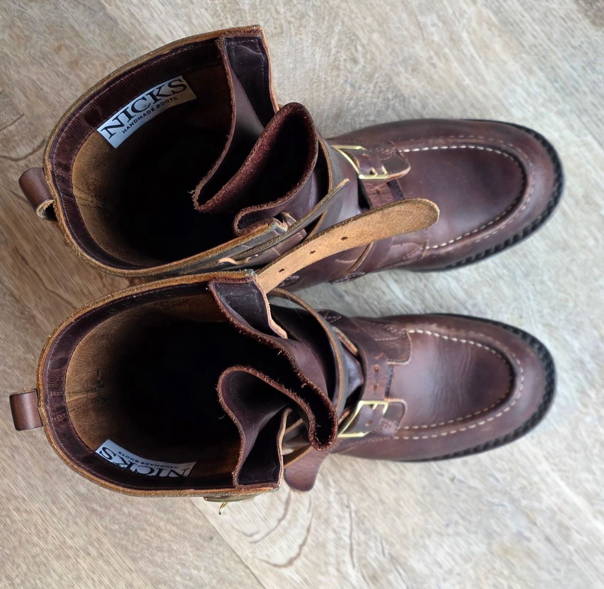 Photo by rustic.boots on January 5, 2026 of the Nicks TankerPro in Horween Orange Predator.