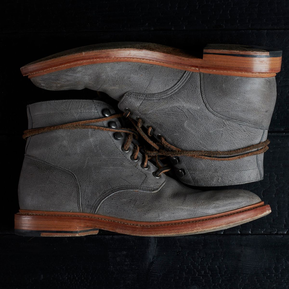 Photo by staticchapel on November 4, 2023 of the Grant Stone Diesel Boot in C.F. Stead Storm Kudu.