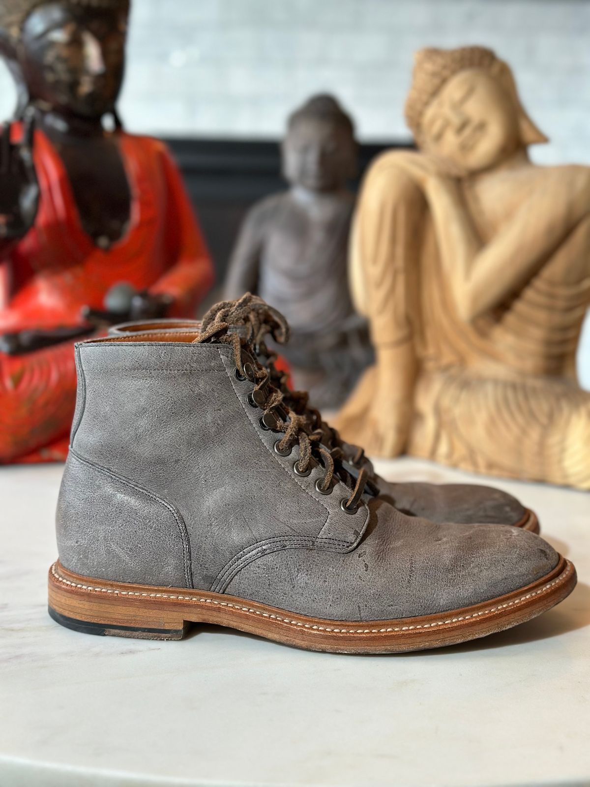 Photo by staticchapel on January 5, 2024 of the Grant Stone Diesel Boot in C.F. Stead Storm Kudu.