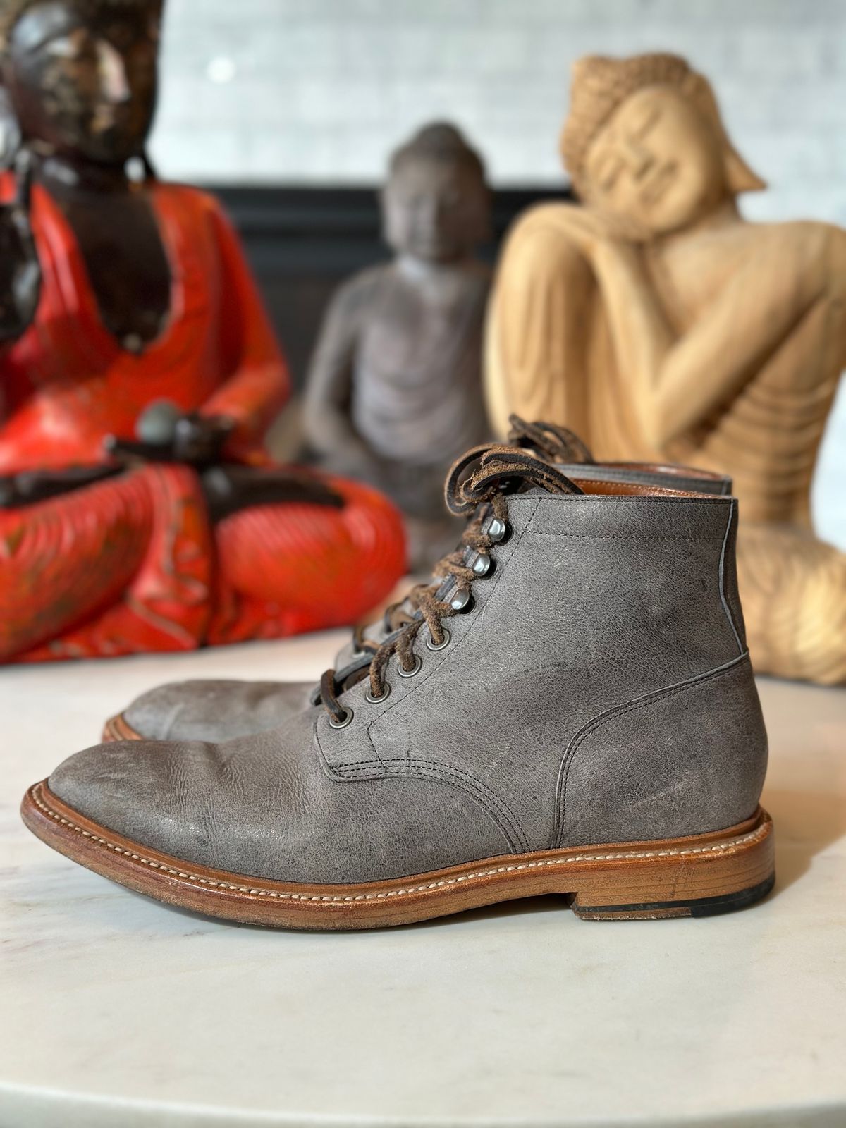 Photo by staticchapel on January 5, 2024 of the Grant Stone Diesel Boot in C.F. Stead Storm Kudu.