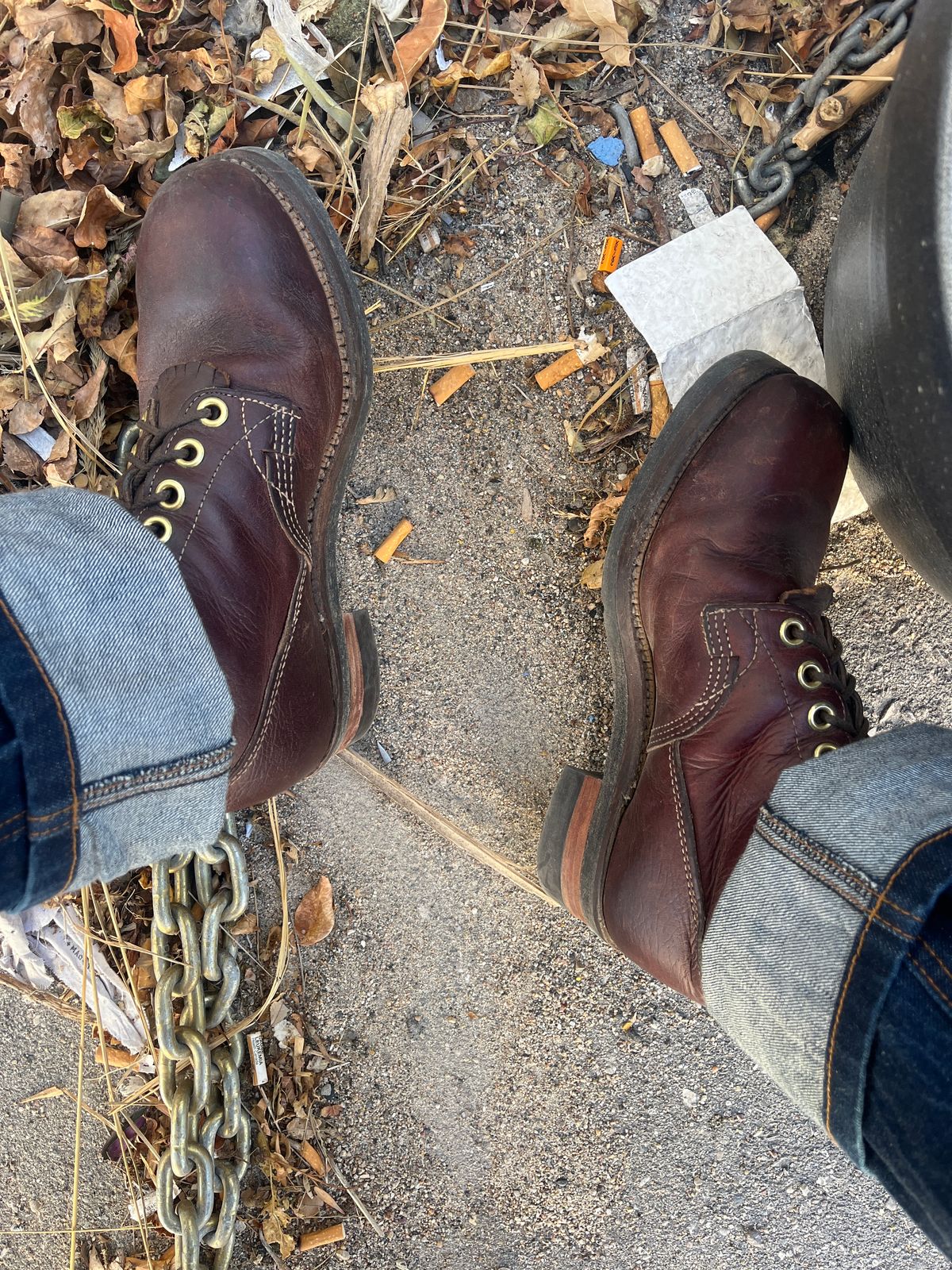 Photo by BigMunnyMunro on October 16, 2024 of the GREB 1960s Kodiak Steel Toe in Unknown Leather.