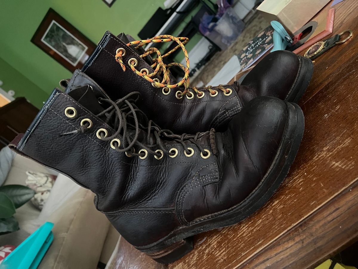 Photo by BigMunnyMunro on January 31, 2025 of the GREB 1960s Kodiak Steel Toe in Unknown Leather.