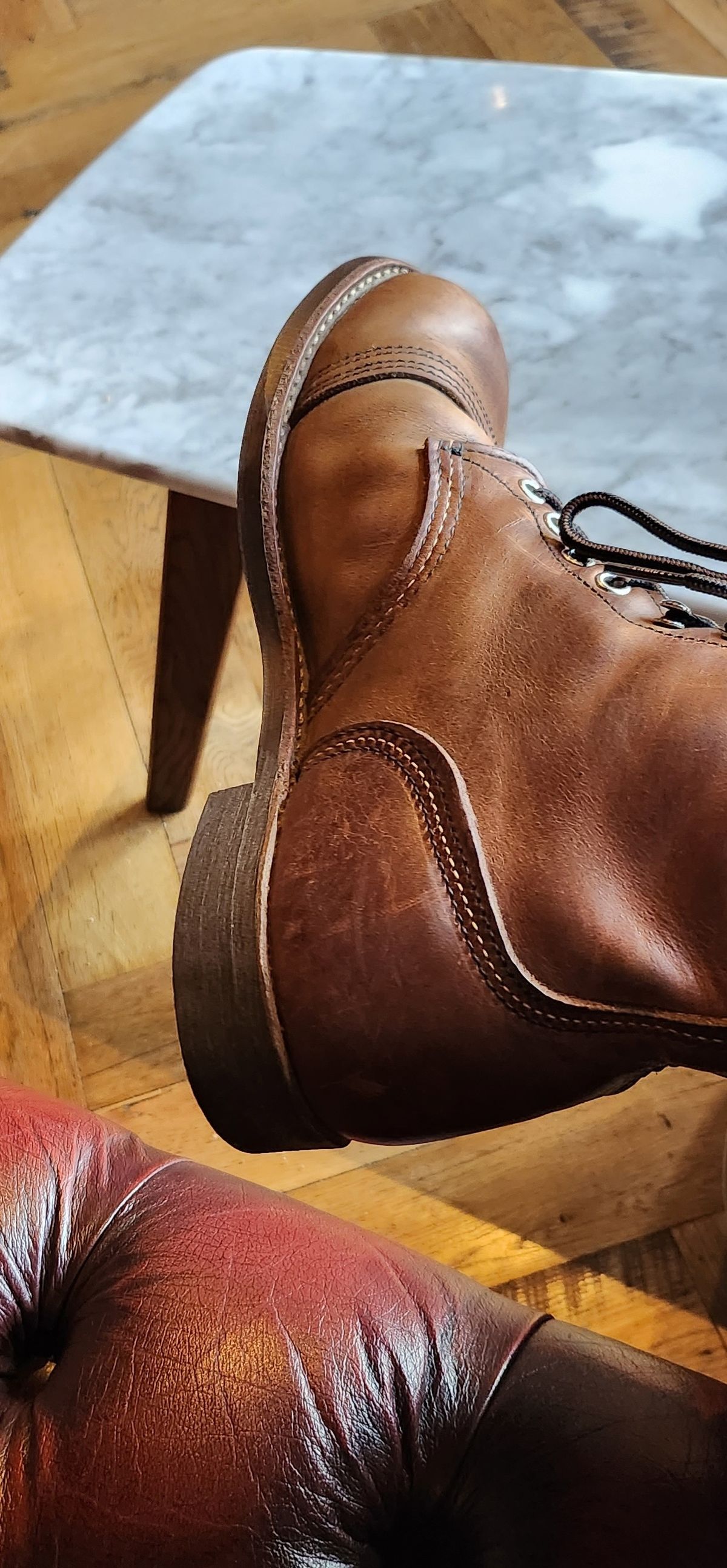 Photo by Zeonic on May 27, 2023 of the Red Wing Iron Ranger in S.B. Foot Copper Rough and Tough.