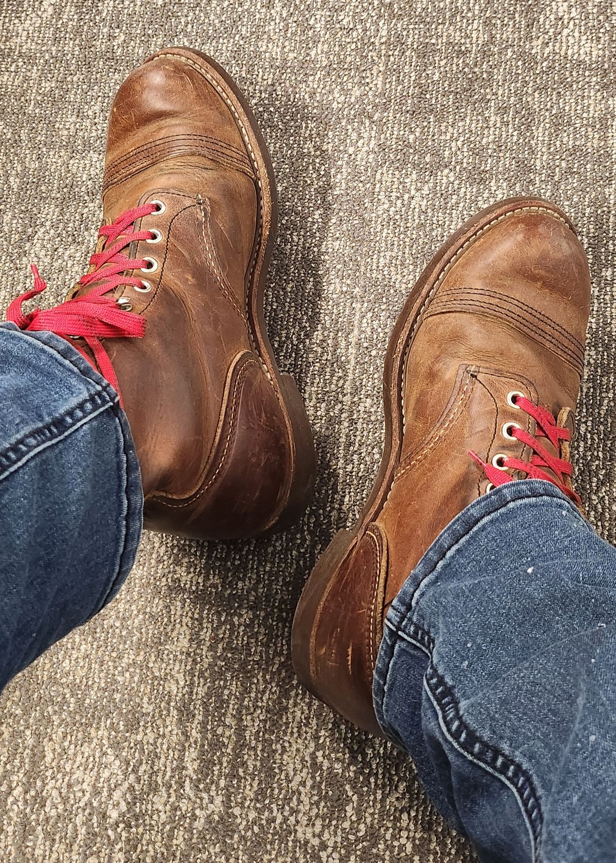 Photo by Zeonic on April 1, 2024 of the Red Wing Iron Ranger in S.B. Foot Copper Rough and Tough.
