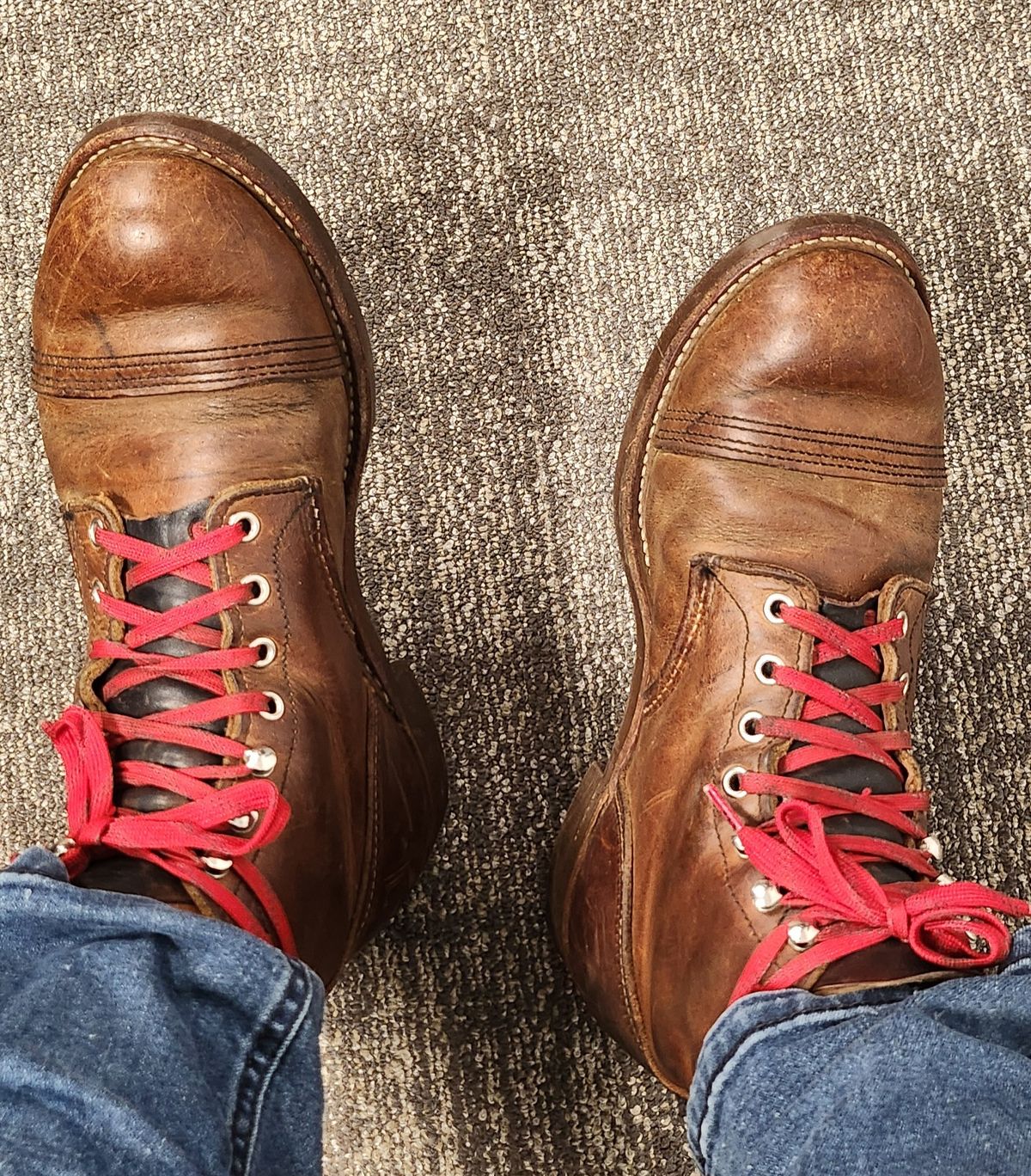 Photo by Zeonic on July 23, 2024 of the Red Wing Iron Ranger in S.B. Foot Copper Rough and Tough.