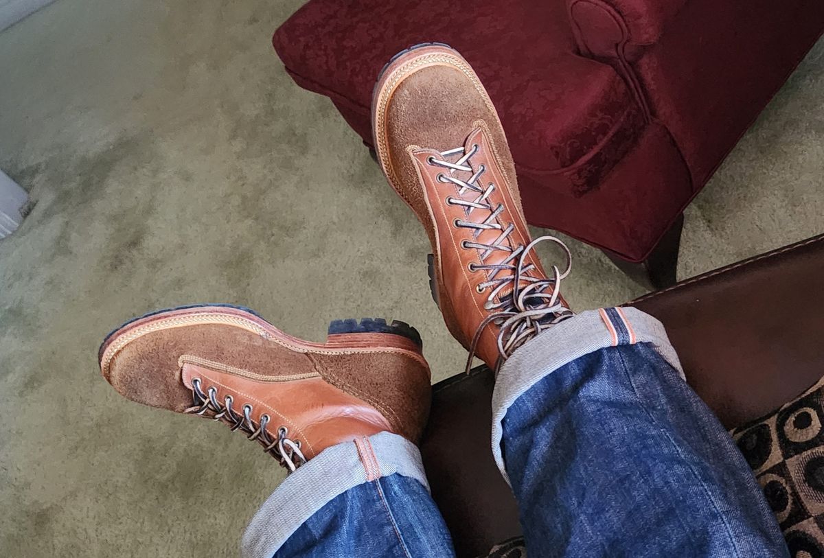 Photo by Zeonic on November 24, 2024 of the Fortis Boots Goldrush in Badalassi Carlo Cognac Minerva.