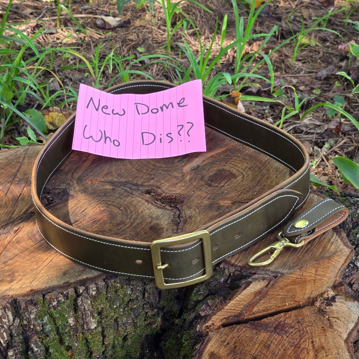 Photo by Zeonic on October 1, 2025 of the Unsung Yoke Belt in Wickett & Craig Olive Oiled Latigo.