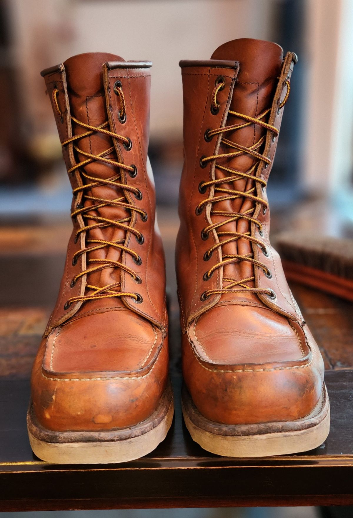 Photo by Longshot on November 1, 2023 of the Red Wing 8-Inch Classic Moc in S.B. Foot Oro-Iginal.