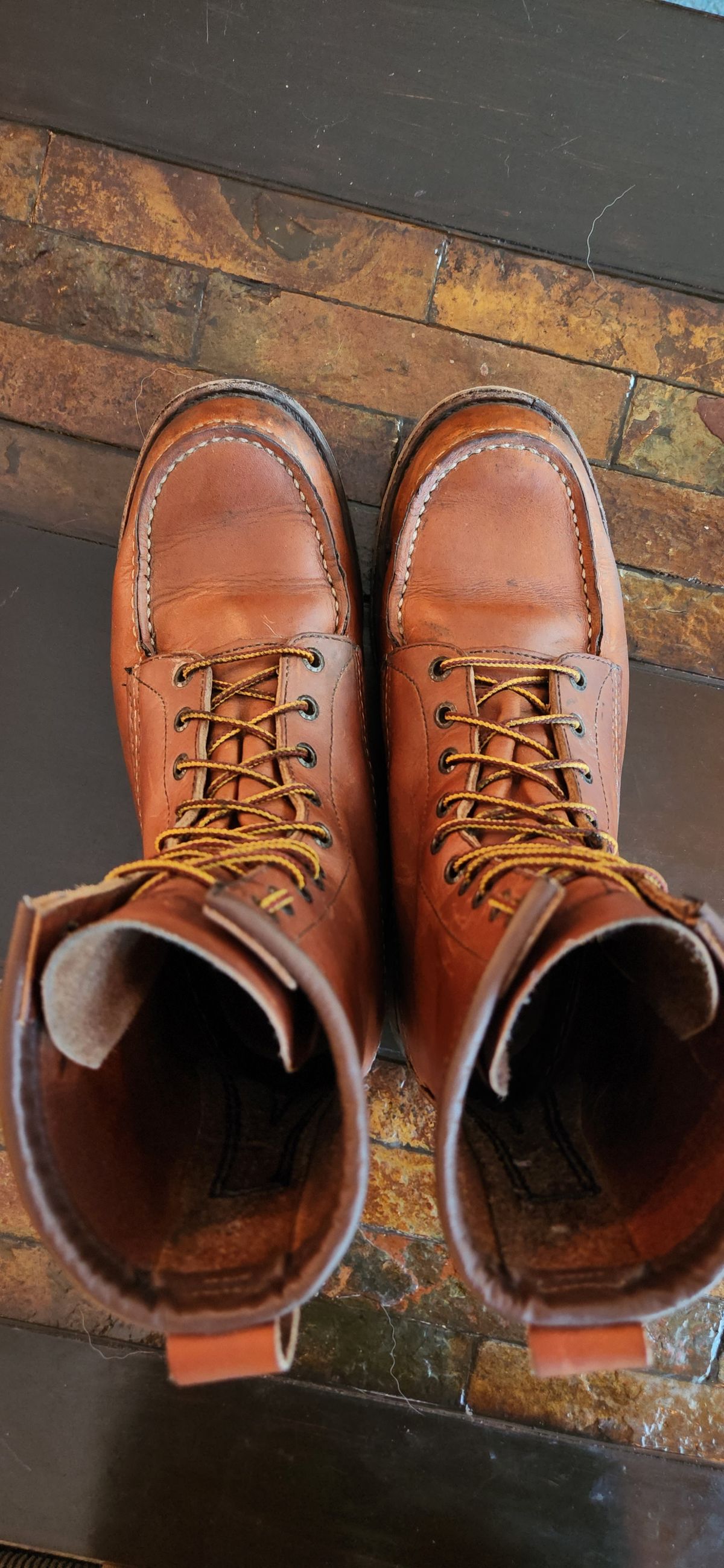 Photo by Longshot on November 1, 2023 of the Red Wing 8-Inch Classic Moc in S.B. Foot Oro-Iginal.