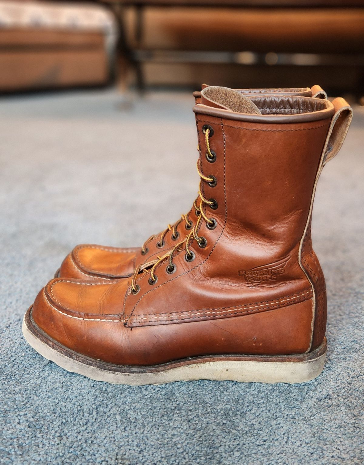 Photo by Longshot on December 4, 2023 of the Red Wing 8-Inch Classic Moc in S.B. Foot Oro-Iginal.