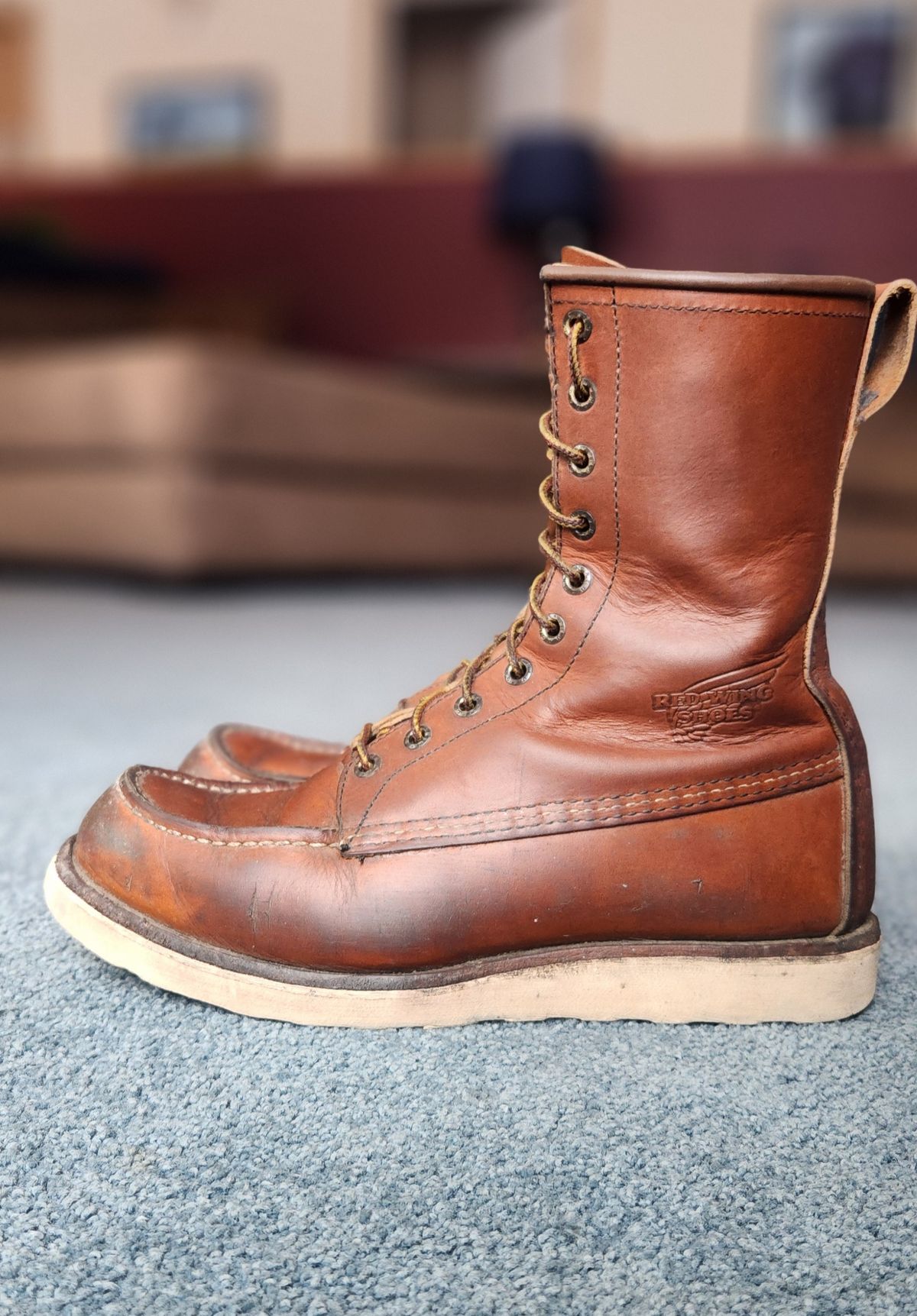 Photo by Longshot on March 5, 2024 of the Red Wing 8-Inch Classic Moc in S.B. Foot Oro-Iginal.