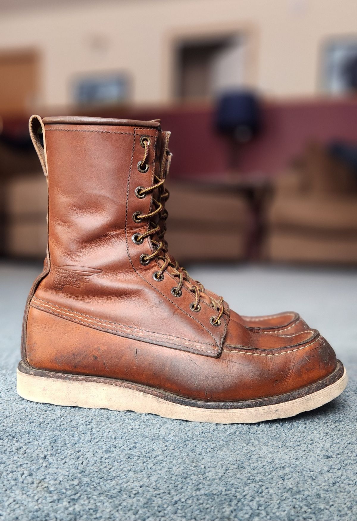 Photo by Longshot on March 5, 2024 of the Red Wing 8-Inch Classic Moc in S.B. Foot Oro-Iginal.