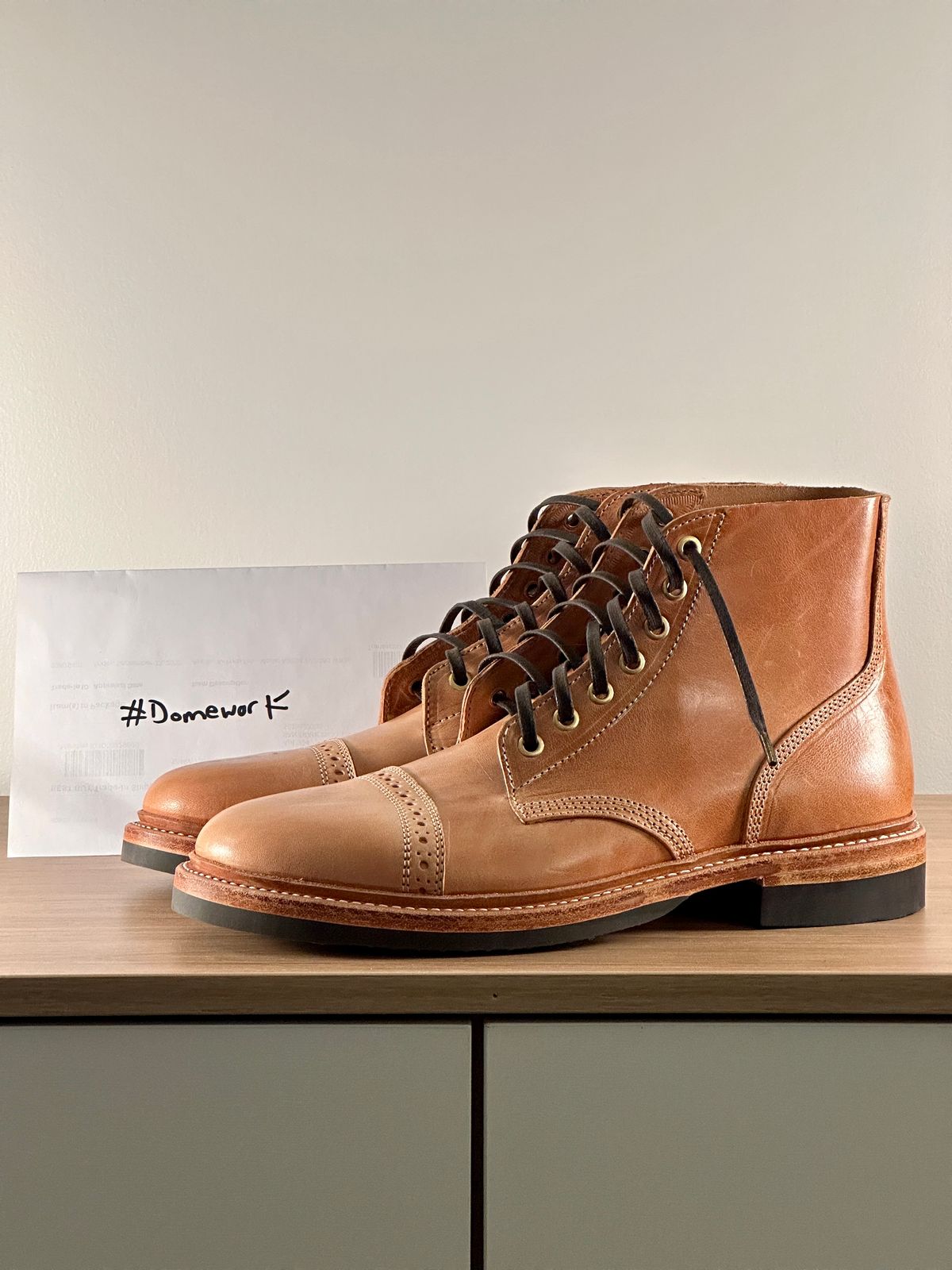 Photo by PanicAtTheCisco on October 1, 2022 of the Oak Street Bootmakers Field Boot in Maryam Natural TPR Horsebutt.
