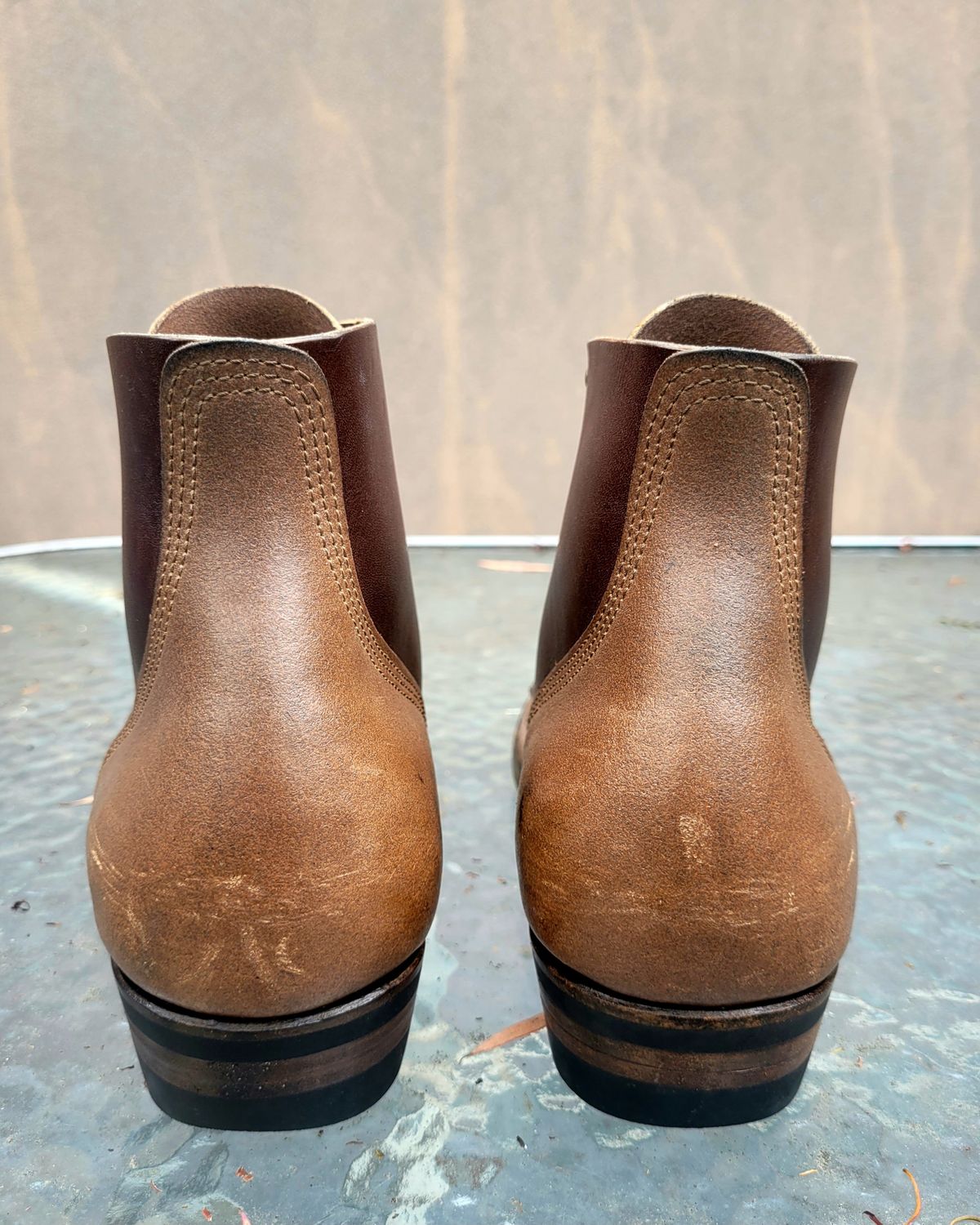 Photo by ericawjc on December 6, 2024 of the NF Bootmaker Milton Boot in Horween Natural Illini Latigo.