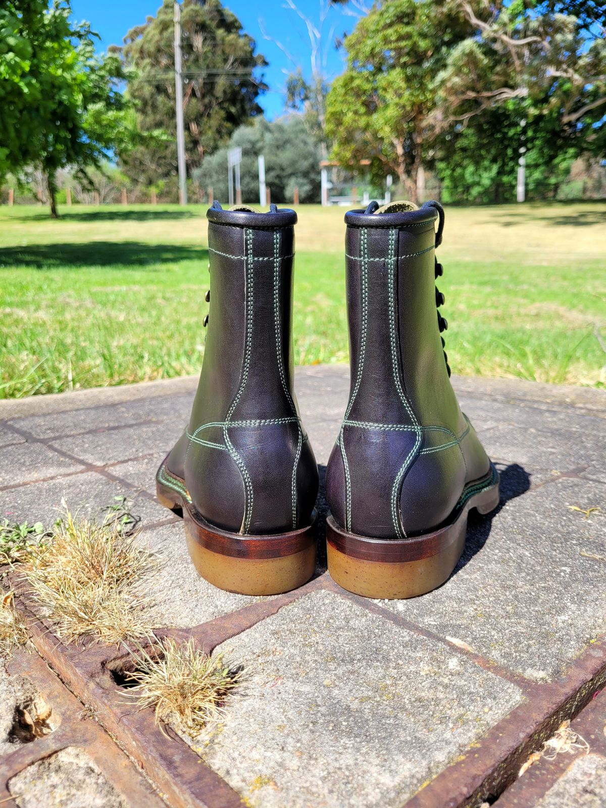 Photo by ericawjc on October 1, 2023 of the Onderhoud LCV02 Monkey Boot in Badalassi Carlo Oliva Minerva Overdyed Black.