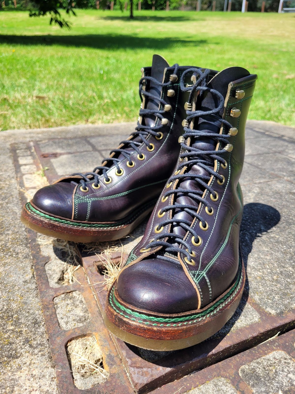 Photo by ericawjc on November 5, 2023 of the Onderhoud LCV02 Monkey Boot in Badalassi Carlo Oliva Minerva Overdyed Black.