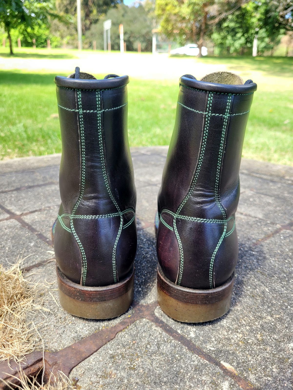 Photo by ericawjc on November 5, 2023 of the Onderhoud LCV02 Monkey Boot in Badalassi Carlo Oliva Minerva Overdyed Black.