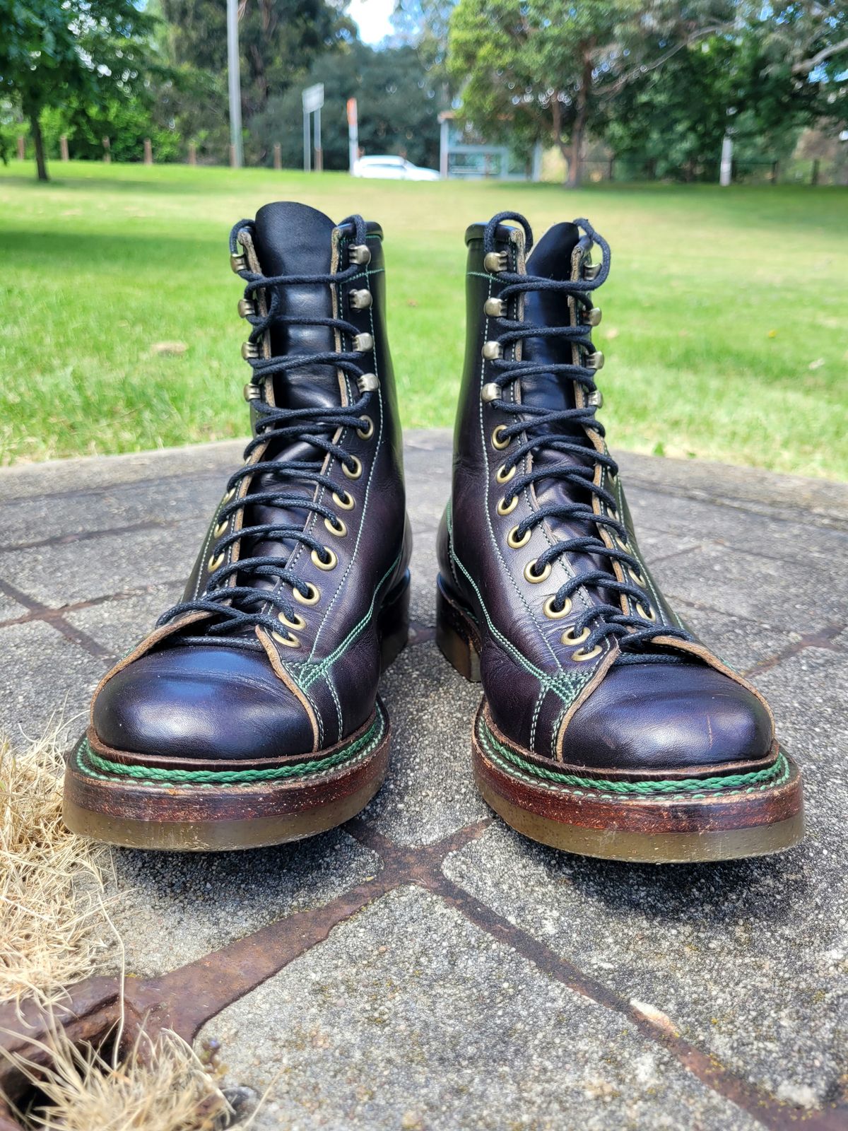 Photo by ericawjc on November 5, 2023 of the Onderhoud LCV02 Monkey Boot in Badalassi Carlo Oliva Minerva Overdyed Black.