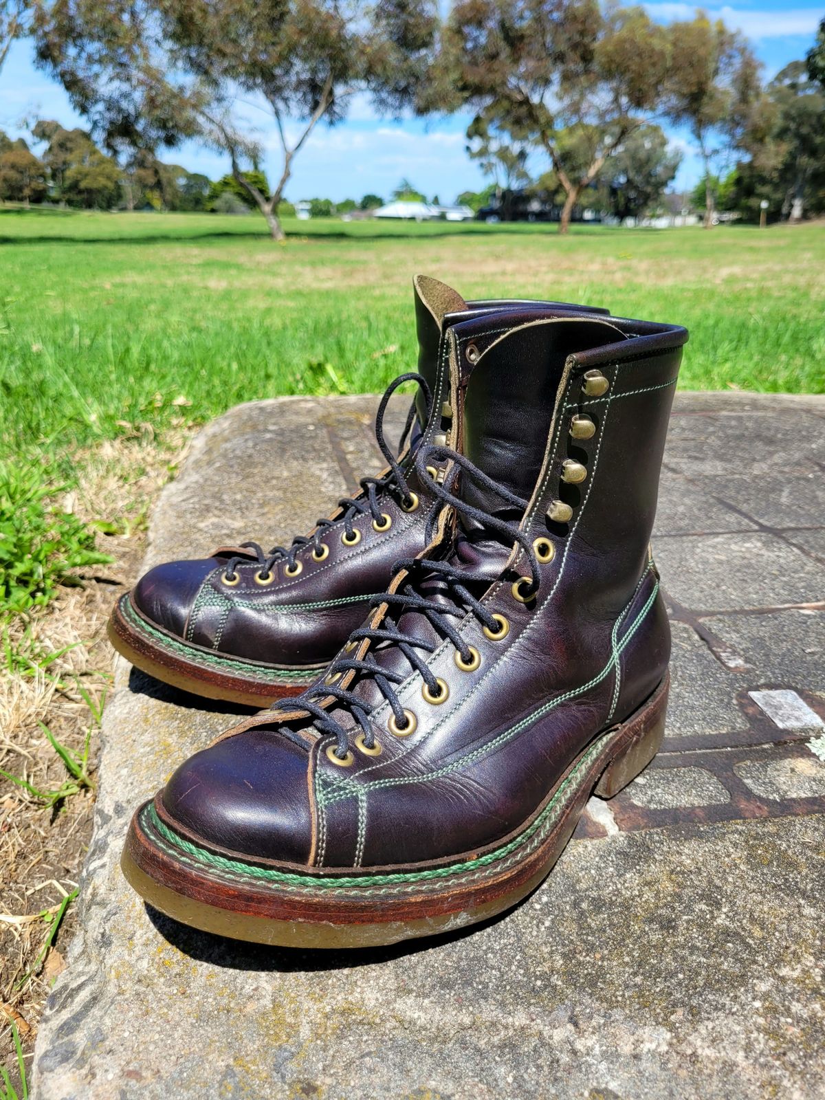 Photo by ericawjc on December 4, 2023 of the Onderhoud LCV02 Monkey Boot in Badalassi Carlo Oliva Minerva Overdyed Black.