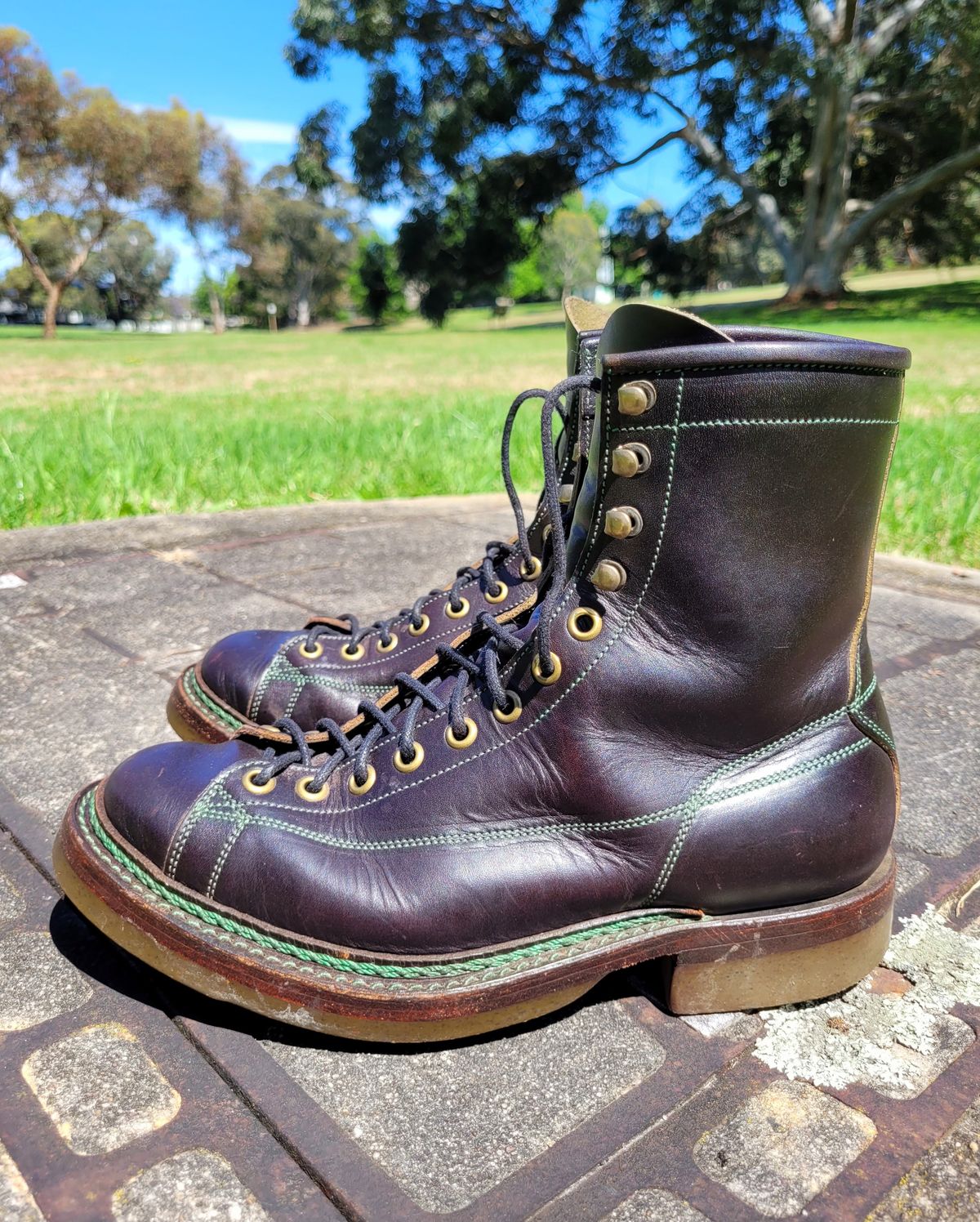 Photo by ericawjc on December 4, 2023 of the Onderhoud LCV02 Monkey Boot in Badalassi Carlo Oliva Minerva Overdyed Black.