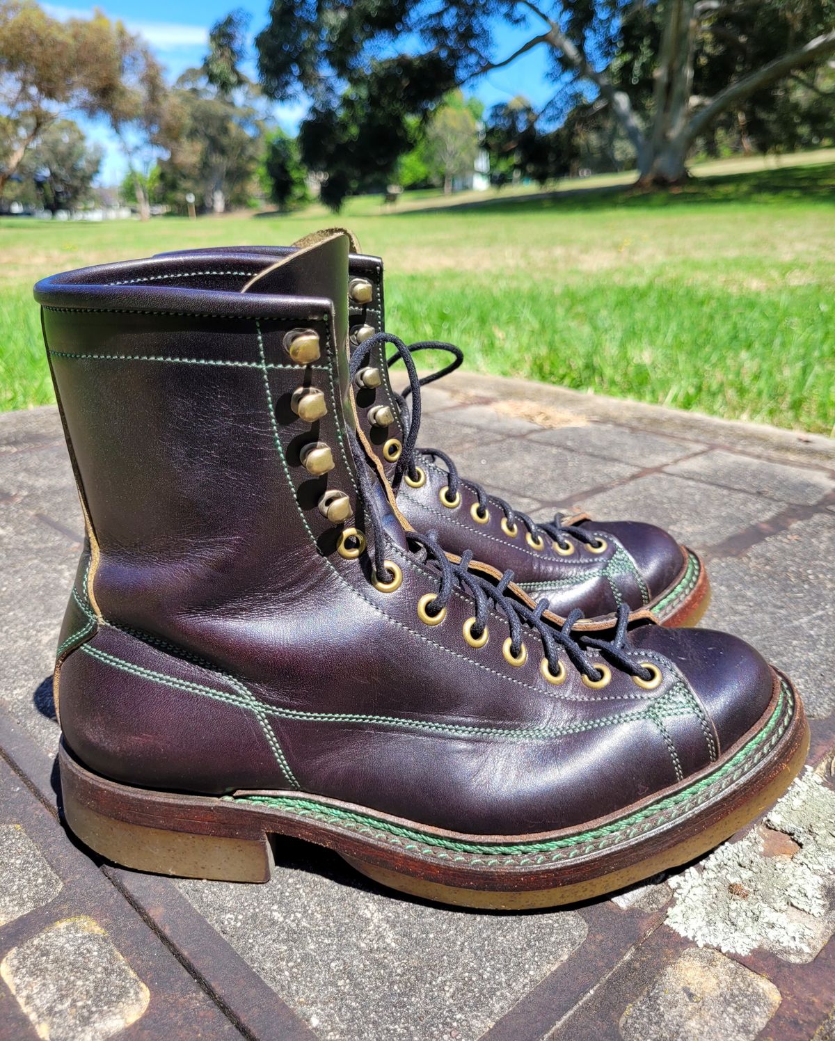 Photo by ericawjc on December 4, 2023 of the Onderhoud LCV02 Monkey Boot in Badalassi Carlo Oliva Minerva Overdyed Black.