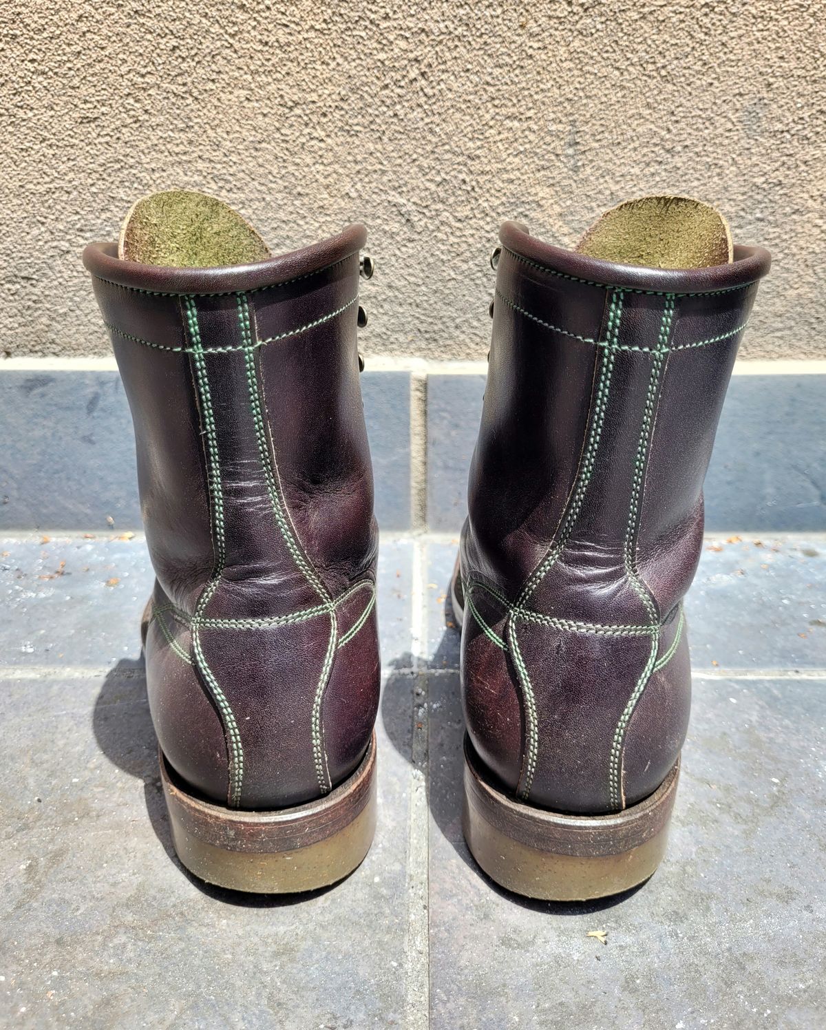 Photo by ericawjc on January 5, 2024 of the Onderhoud LCV02 Monkey Boot in Badalassi Carlo Oliva Minerva Overdyed Black.