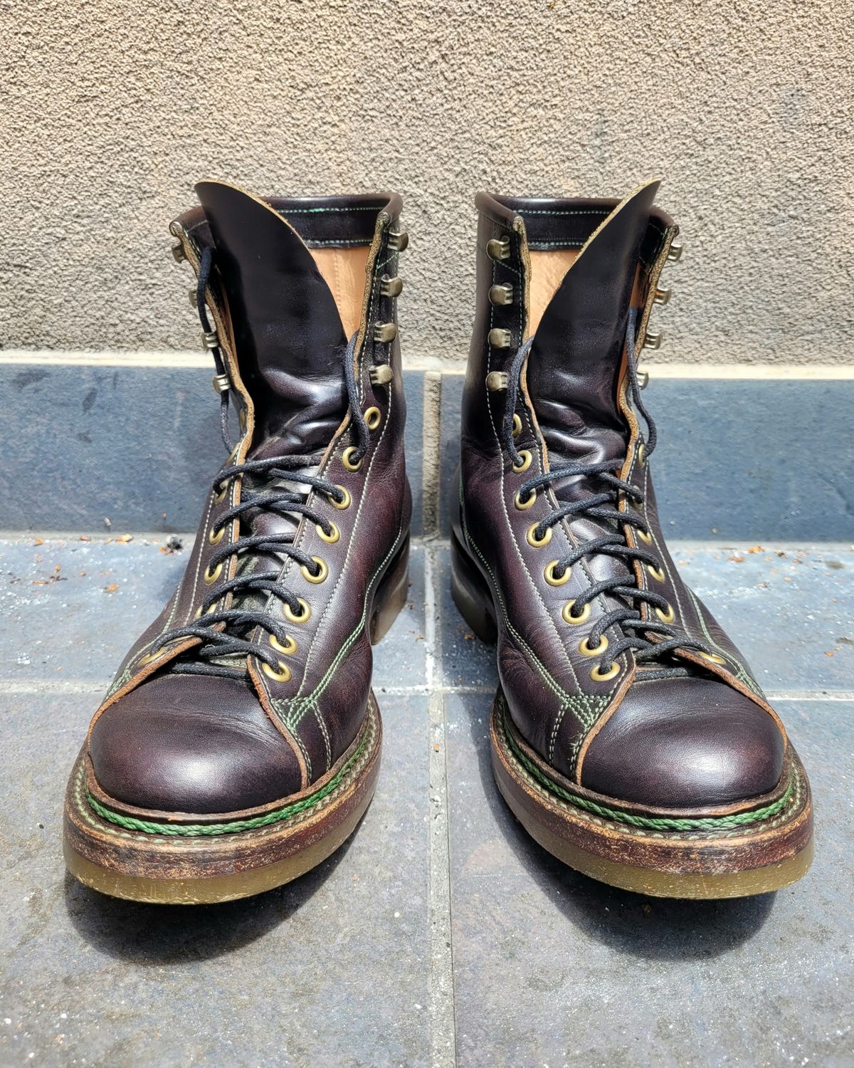 Photo by ericawjc on January 5, 2024 of the Onderhoud LCV02 Monkey Boot in Badalassi Carlo Oliva Minerva Overdyed Black.