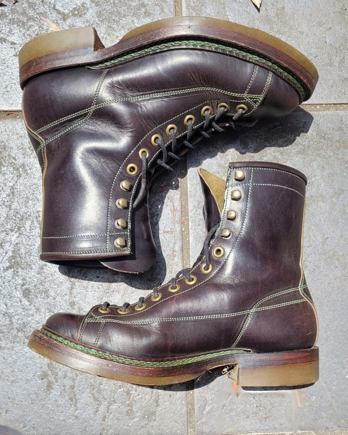Photo by ericawjc on January 5, 2024 of the Onderhoud LCV02 Monkey Boot in Badalassi Carlo Oliva Minerva Overdyed Black.