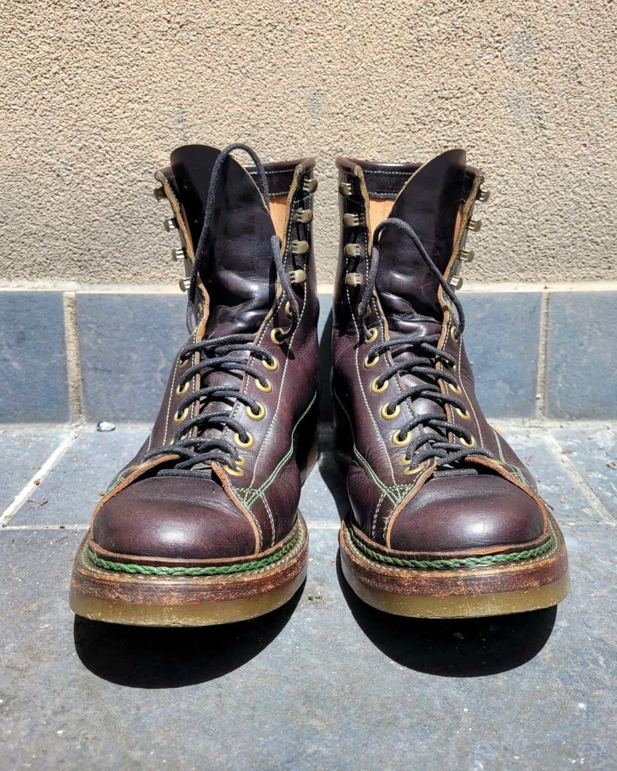 Photo by ericawjc on February 6, 2024 of the Onderhoud LCV02 Monkey Boot in Badalassi Carlo Oliva Minerva Overdyed Black.