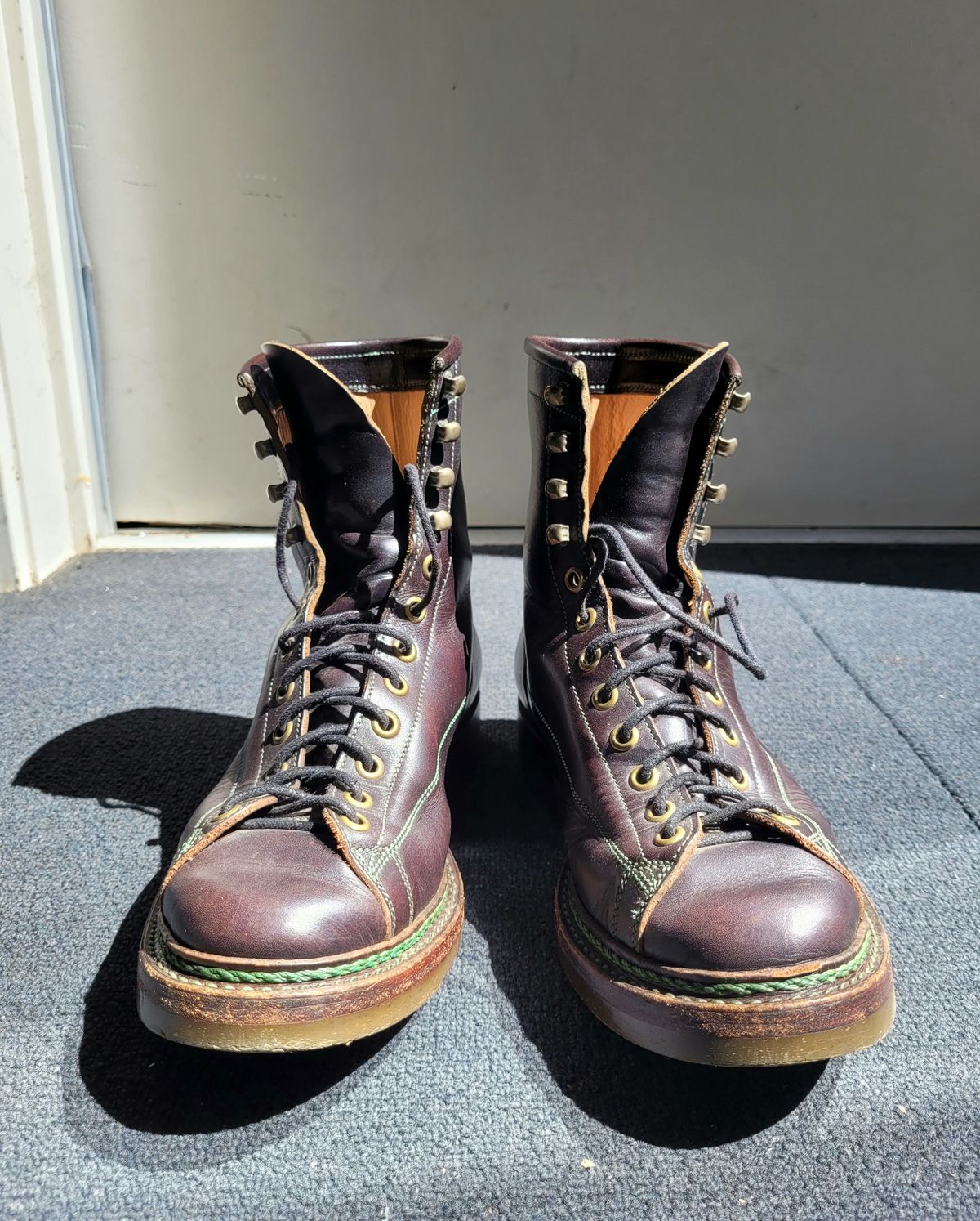 Photo by ericawjc on March 5, 2024 of the Onderhoud LCV02 Monkey Boot in Badalassi Carlo Oliva Minerva Overdyed Black.