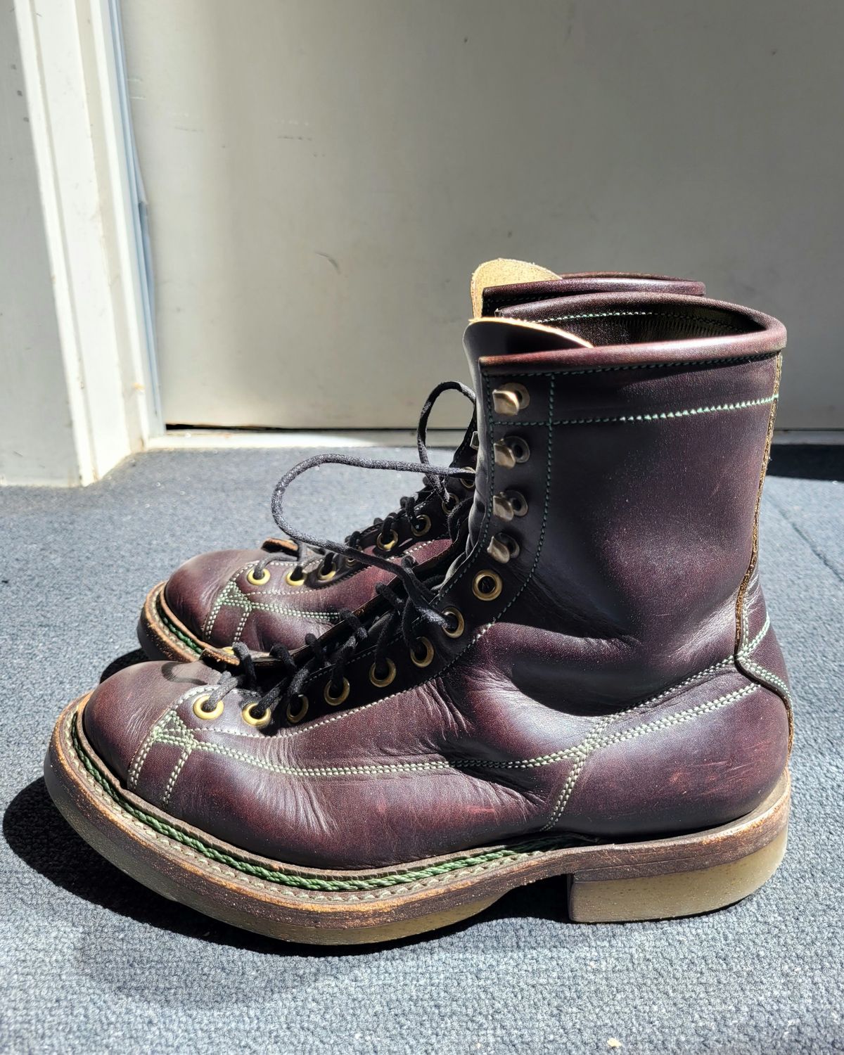 Photo by ericawjc on March 5, 2024 of the Onderhoud LCV02 Monkey Boot in Badalassi Carlo Oliva Minerva Overdyed Black.