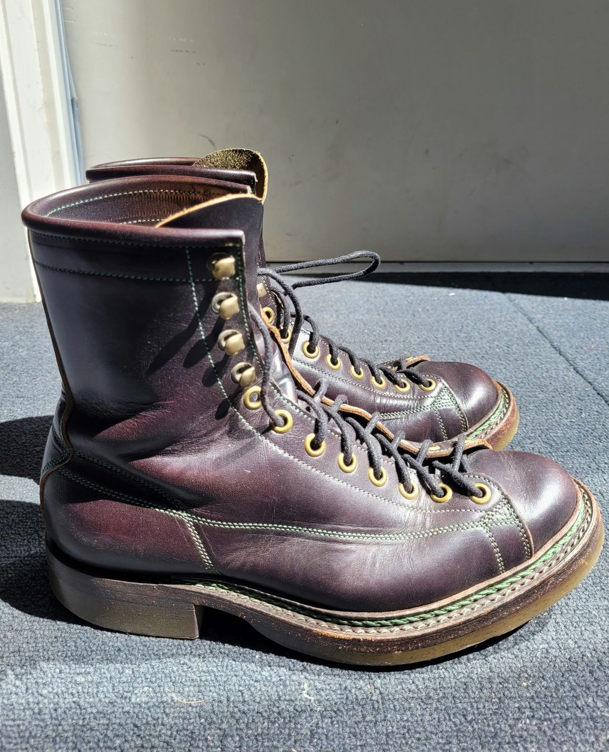 Photo by ericawjc on March 5, 2024 of the Onderhoud LCV02 Monkey Boot in Badalassi Carlo Oliva Minerva Overdyed Black.