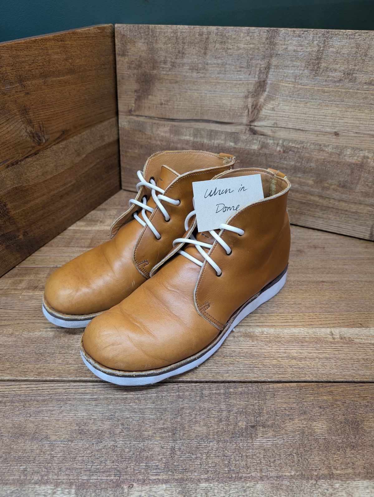 Photo by kristinr on November 5, 2024 of the Hook & Punch Chukka V2 in Horween Sunflower cavalier.